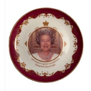 HM Queen Elizabeth II Diamond Jubilee Royal‎ Crest 4.5" Bone China Plate 2012